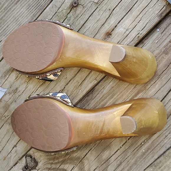 Coach Allissa Wooden Denim Patchwork Kitten Heel Size 7 - Picture 11 of 12